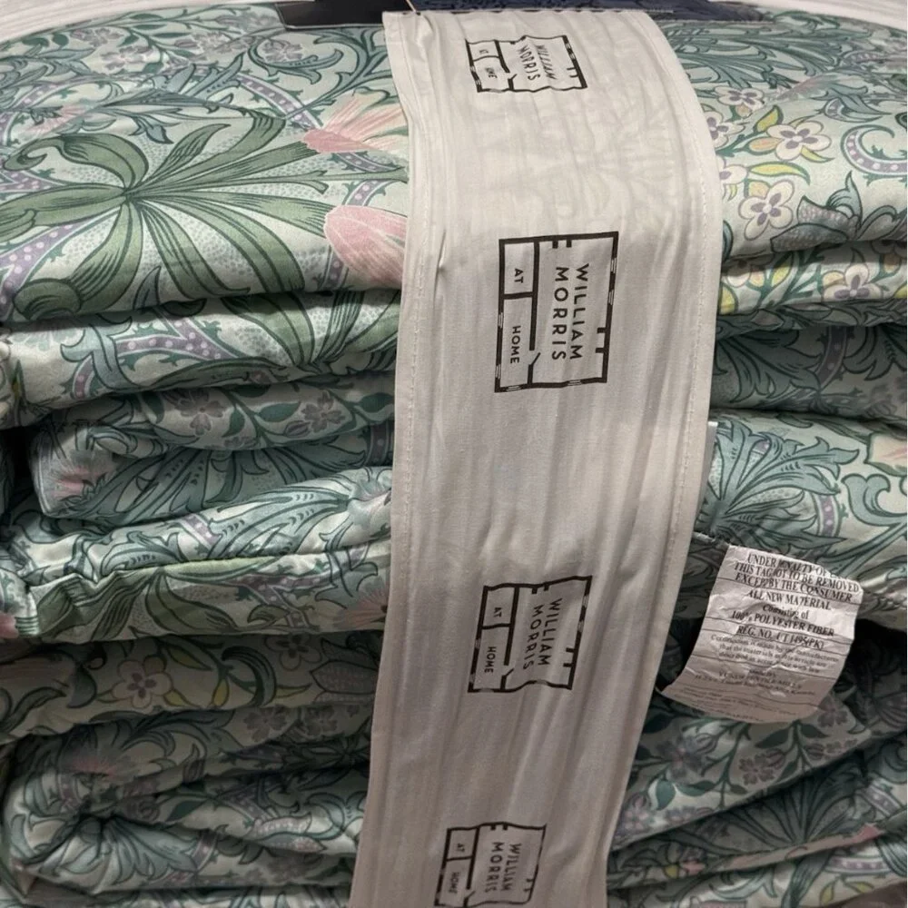 3 Pc William Morris Woodland Weeds Summer QUEEN Comforter Shams Set Floral NEW